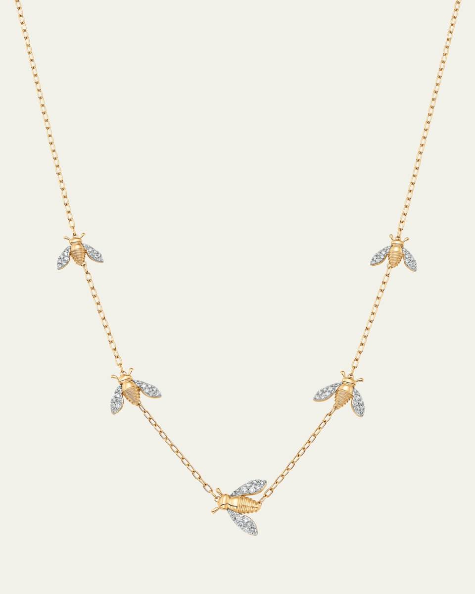 18K Two-Tone Gold Queen Bee Petite Diamond 5-Station Necklace